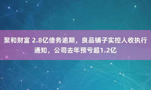 聚和财富 2.8亿债务逾期，良品铺子实控人收执行通知，公司去年预亏超1.2亿