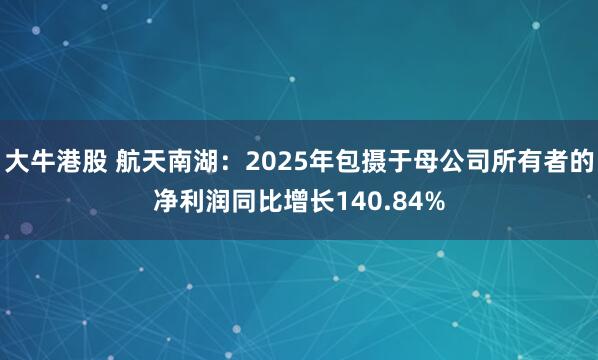 大牛港股 航天南湖：2025年包摄于母公司所有者的净利润同比增长140.84%