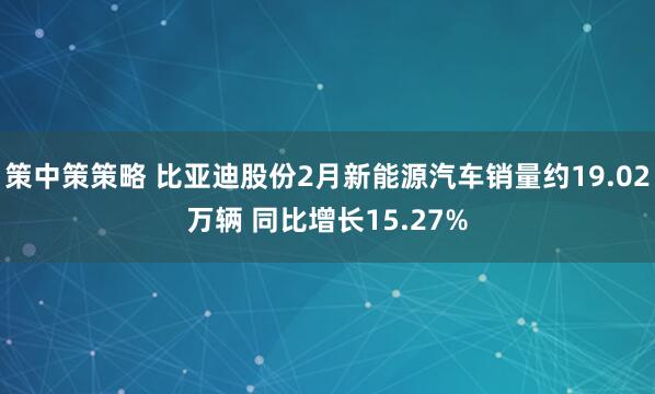 策中策策略 比亚迪股份2月新能源汽车销量约19.02万辆 同比增长15.27%