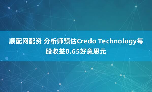 顺配网配资 分析师预估Credo Technology每股收益0.65好意思元