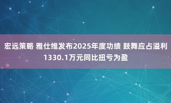 宏远策略 雅仕维发布2025年度功绩 鼓舞应占溢利1330.1万元同比扭亏为盈