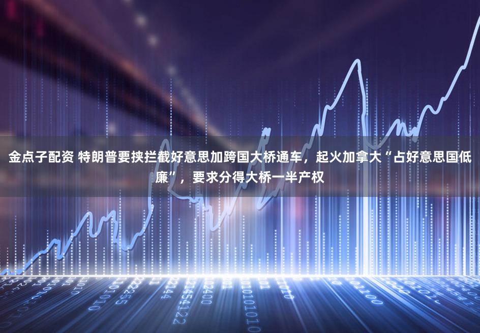 金点子配资 特朗普要挟拦截好意思加跨国大桥通车,起火加拿大“占好意思国低廉”,要求分得大桥一半产权